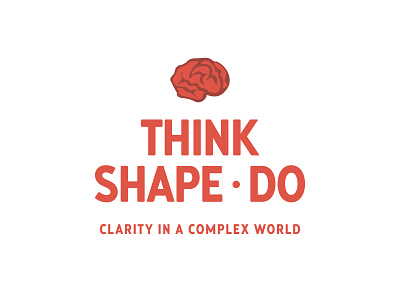 Think. Shape. Do. brain centred coral icon logo mark red uppercase