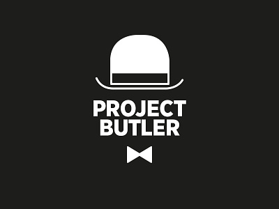 Project Butler black and white bow tie bowler hat icon logo mark