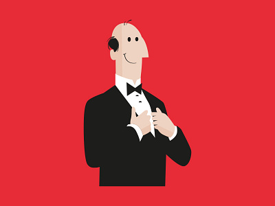 Butler bow tie butler character illustration tux vector