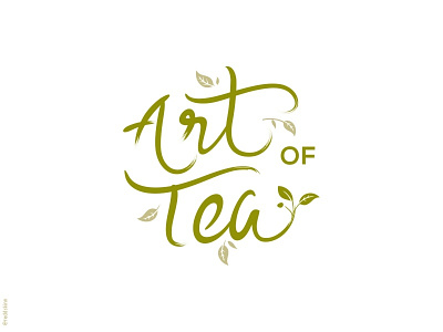 Tea leaf lettering nature organic type