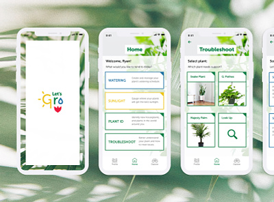 Let's Grow Intro Screens botanical plants ui ui design