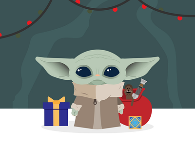 Holiday Baby Yoda animation character design design flat illustration starwars vector