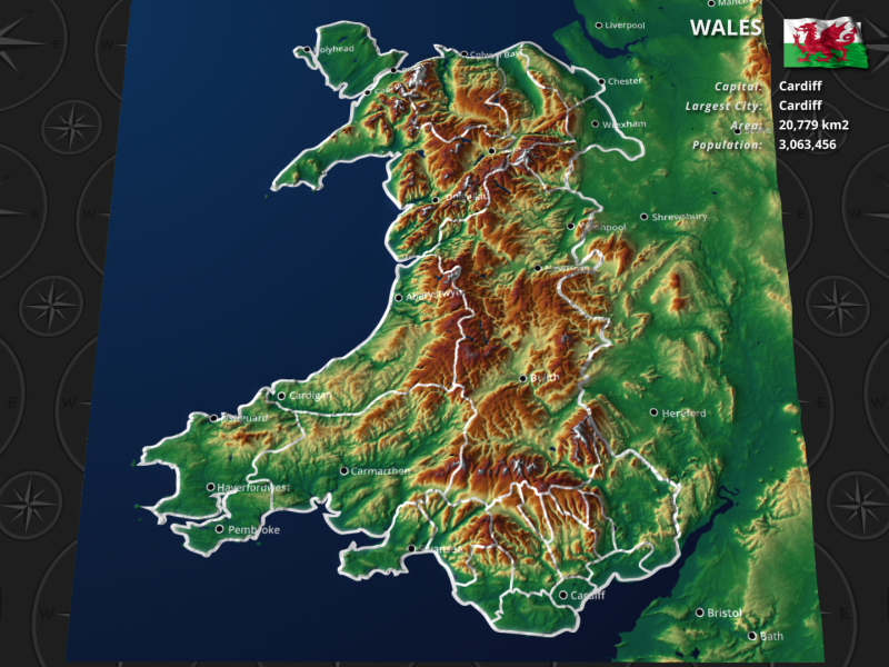 Wales Map Europe : WalesEuro1999.svg / This map shows cities, towns