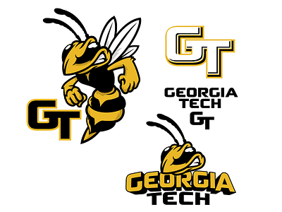 Georgia TECH bee branding character clothingline college customdesign logo flip mascot