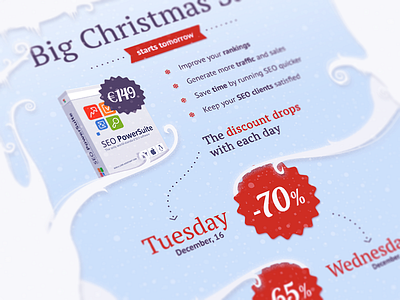 Christmas Sale Landing app application box christmas doscount landing page product sale snow website winter