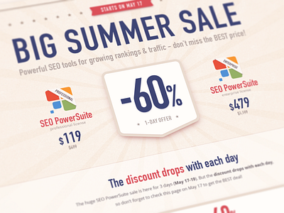 Big Summer Sale Webpage Design big discount page promo rays sale site summer website