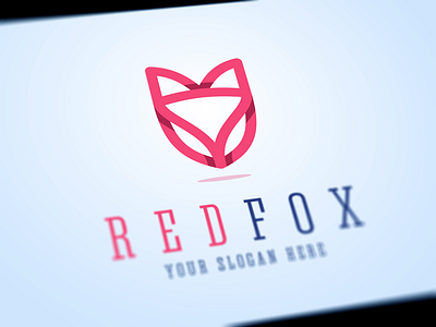 Red Fox Logo animal branding fox logo outline overlap overlapping shadow