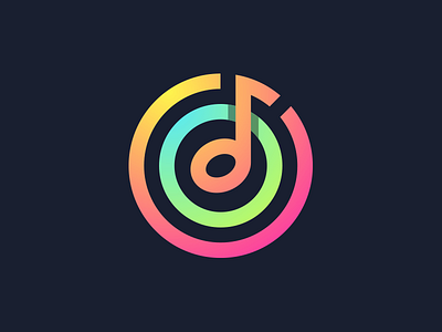 Note Sign circle dj gradient logo logotype music note