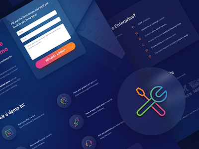 Landing Page Design for SEO PowerSuite Demo blue color design gradient icon icons landing page promo site website