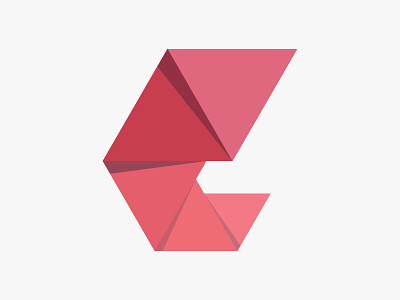 Research Through Design Logo brand branding design folds icon logo origami red shadow triangle