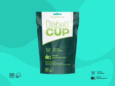 Diabet CUP cup design diabetes diabetic drinks green healthy healthyfood package packaging packaging design tea tea bags tea packaging