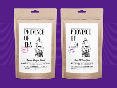Province of Tea brand branding design illustration label label design logo packaging packaging design ship tea typogaphy white