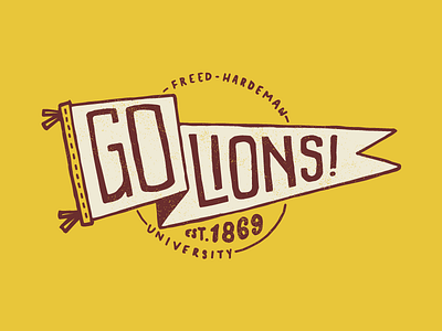 Lions Pennant Flag est. flag freed hardeman university gold hand lettering handdrawn lions maroon pennant sketch to vector texture