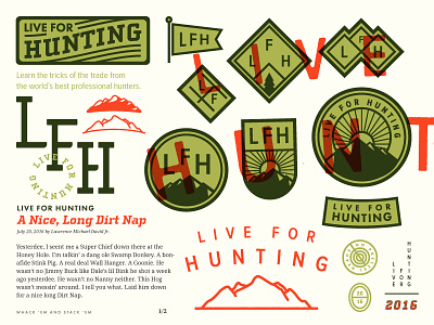 Live for Hunting badge branding exploration hunting logo mountains outdoors patch type