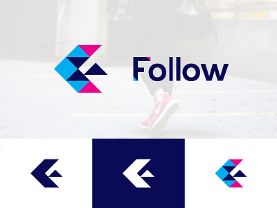 Follow arrow branding f geometric grid identity logo shapes type