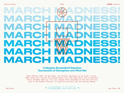 March Madness 2018 basketball bracket cinderella college dandy diaper flyer hoops madness march ncaa one shining moment