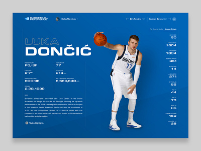 Basketball Reference basketball basketball reference eurostile information design luka mavericks nba stats typography ui web design