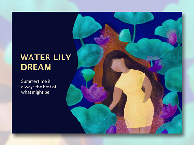 Water Lily Dream canoeing digital painting illustration summer water lily web design