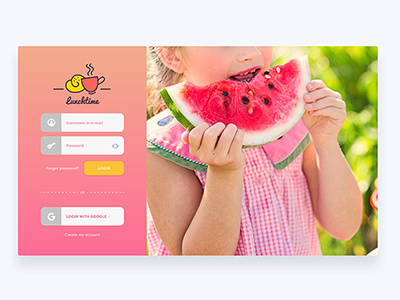 Kid's Themed Login - DailyUI buttons children dailyui design food fun kids letsgo login manonthemoon motm rose