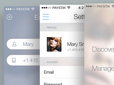 Full Settings Flow (attached) app blur charity donation ios ios7 minimalistic payment profile slim ui ux