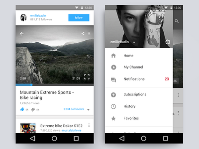 Gopro Redesign - Android Flow android app flow gopro lollipop material menu mobile redesign ui ux video