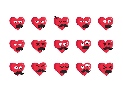 Valentine Moustache Dribbble Post heart icon icon design iconography illustration interface mobile onboarding red ui ux vector