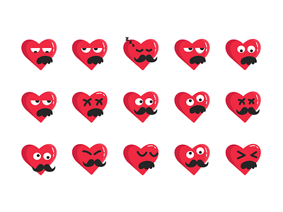 Valentine Moustache Dribbble Post heart icon icon design iconography illustration interface mobile onboarding red ui ux vector