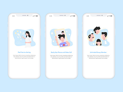 Chat Apps Onboarding apps blue digital illustration mobile onboarding ui ux vector