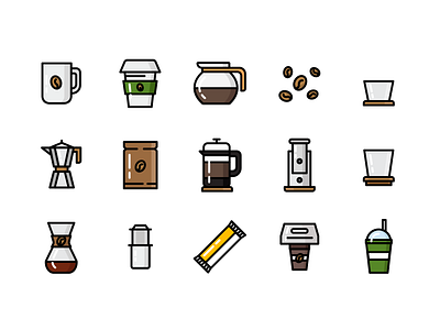 Coffee Drink Icon Set brown coffee color icon design iconography iconset iconsets