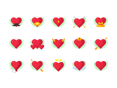 Valentine Heart Icon Set apps design flat icon icon design icon set iconography icons illustration interface ui ux valentine vector