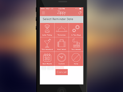 Zippy - Task Reminder Selector iconography icons illustration ios iphone menu option selector vector