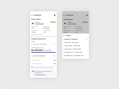 BukaModal automatic payment bukalapak bukamodal cashloan finance financing installment instalment loan modal partial payment pinjaman repayment ui ui design ux