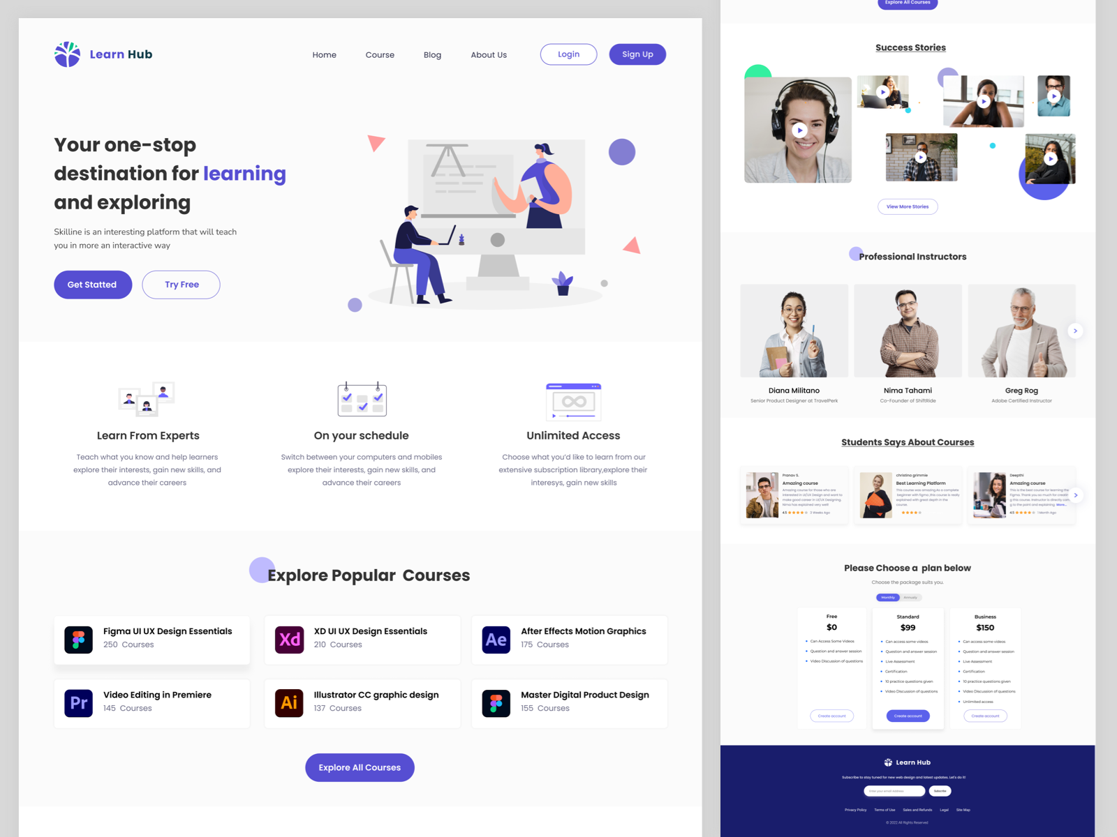 Learning Landing Page by venugopal on Dribbble