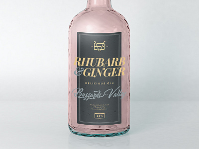 Buzzards Valley Rhubarb Gin gin ginger label rhubarb upmarket