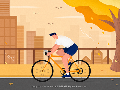Autumn autumn bike cycling illustration