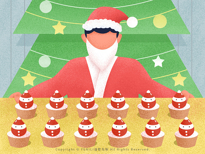 Merry Christmas cake christmas tree cupcakes illustration santa claus