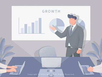 Annual Summary Meeting grow growth illustration meeting office projector team