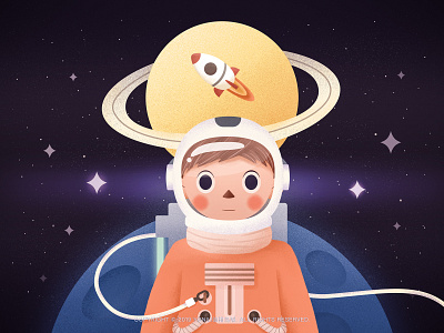 I am an astronaut dream illustration moon rocket spaceship stars