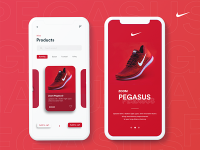 Sports wear Apps - Nike cards ecommerce app products shoes shop social app ui ux