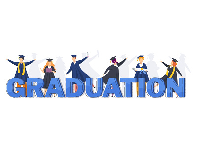 Graduation vector concept card cartoon character flat graduation greeting illustration people student vector