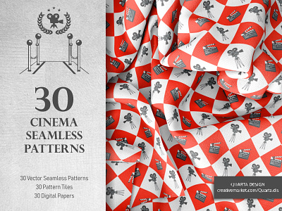 Set of 30 Cinema Seamless Patterns cinema design flat icons illustration movie pattern seamless vector