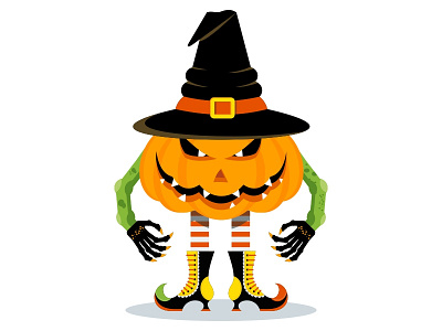 Evil Halloween Pumpkin boots characters decoration evil flat halloween hat pumpkin spider vector witch