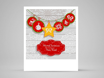 Christmas card with Scandinavian knitted ornament