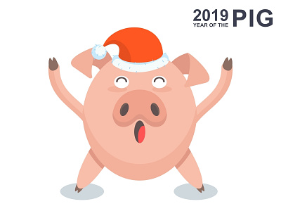 Christmas Pig Character Set animal cartoon character charming cheerful christmas costume cute flat funny greeting happy hat joy merry new year pet pig piggy piglet