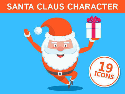 Santa Claus Character Set card cartoon character christmas claus flat fun santa year