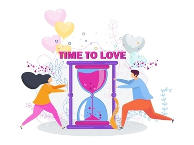 Time To Love card character date greeting kiss love people relationship time valentine day