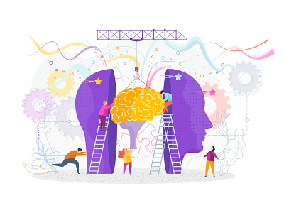 Human Brain Concept brain brainstorm character design flat illustration intelligence knowledge people vector