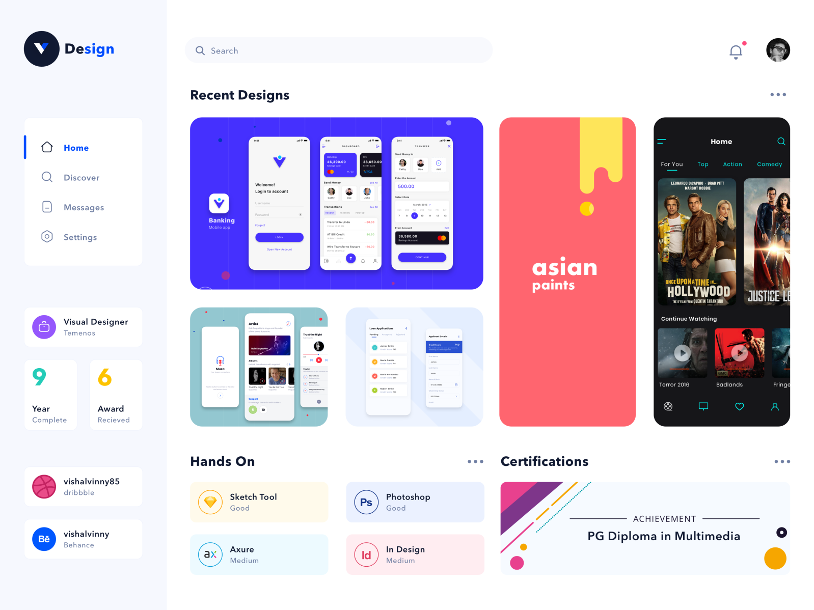 Profile Dashboard by Vinay Kumar on Dribbble