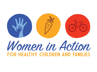 Women In Action Logo bicycle blue carrot children family hands logo non profit red women in action yellow