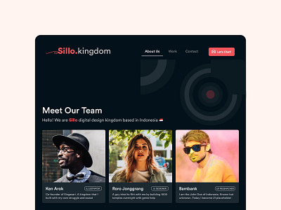 About Us - Sillo Kingdom about us clean company profile dark mode dark theme design agency minimalist ui user experience user interface ux